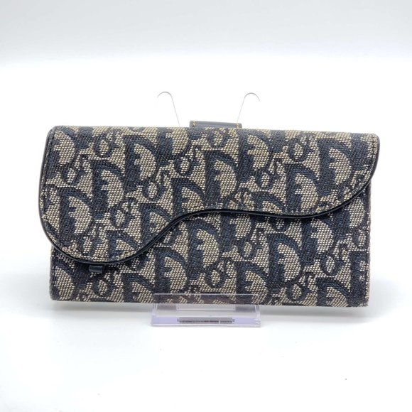 100% Authentic Christian Dior Navy Blue Canvas Wallet - Picture 2 of 12